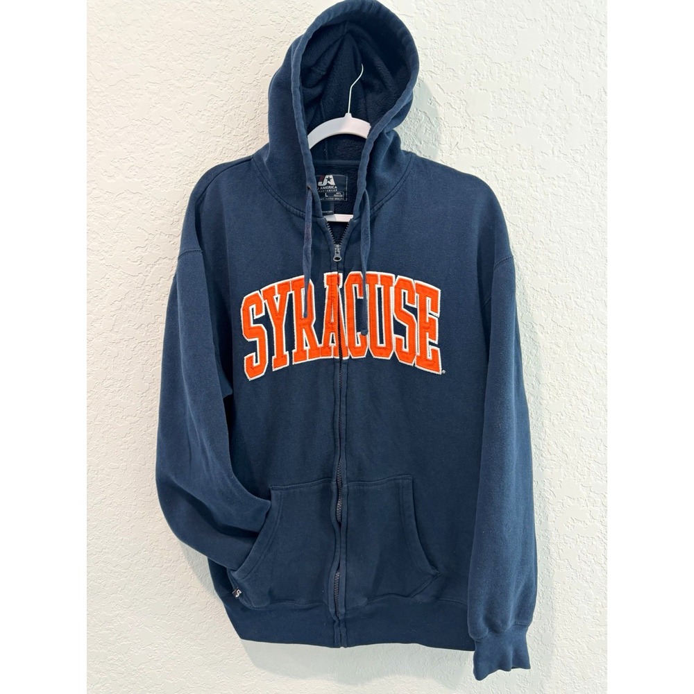 J. America Syracuse Orange Blue Full Zip Hoodie Sweatshirt Men's L